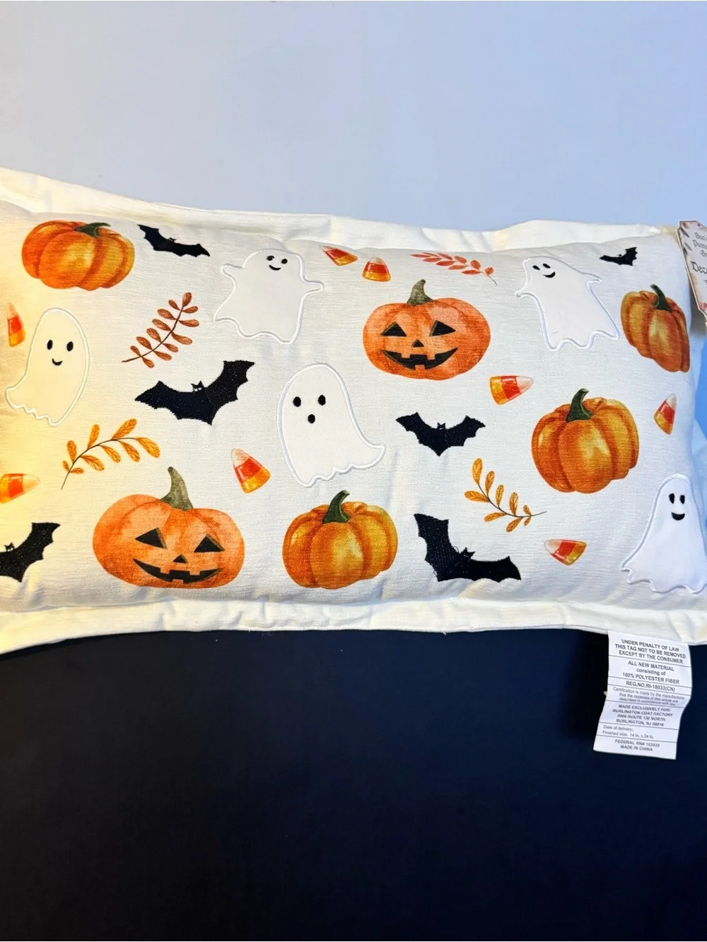 Boo’s pumpkin grove Halloween Pumpkin & Ghost decorative pillow Orange, black